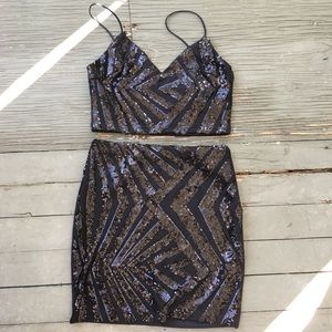 Sabora Party Club Two-Piece Sequin Skirt Top